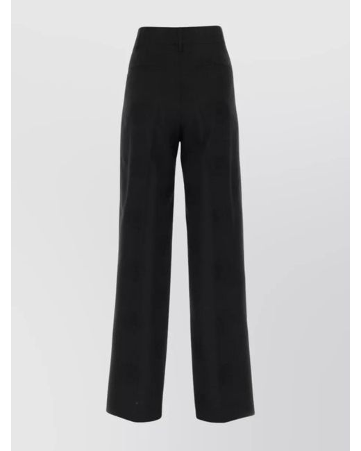 Burberry Black Wool Blend Wide-Leg Trousers