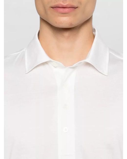 Zegna White Lux Leisurewear Short Sleeve Polo Shirt for men