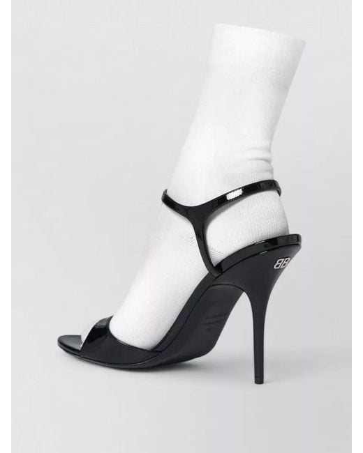 Balenciaga White Pumps Glossy Finish Open Toe Straps