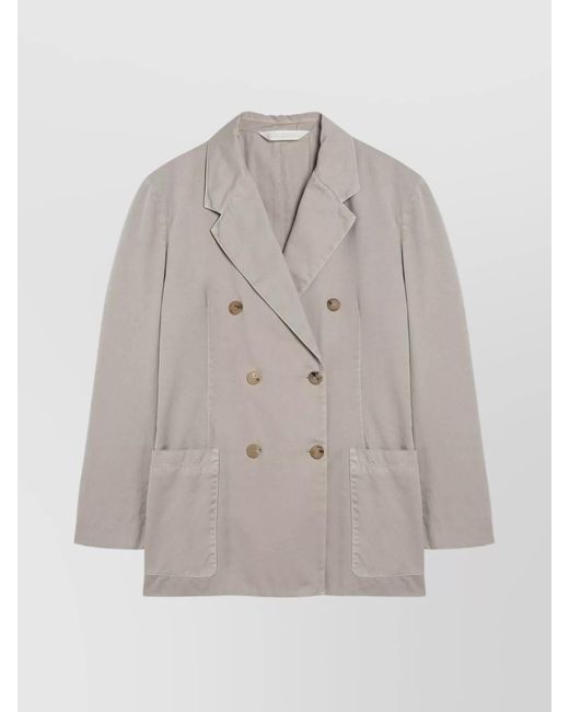 Palm Angels Gray Double-Breasted Cotton Jacket