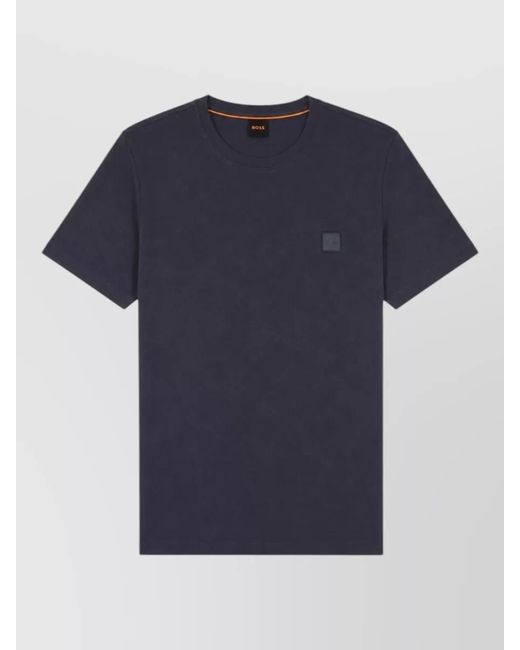Boss Blue Tales Logo Patch Crew Neck T Shirt for men