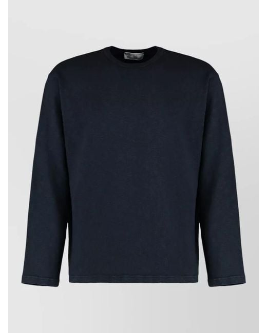 Stone Island Blue Long Sleeve Cotton Jersey Crew Neck for men