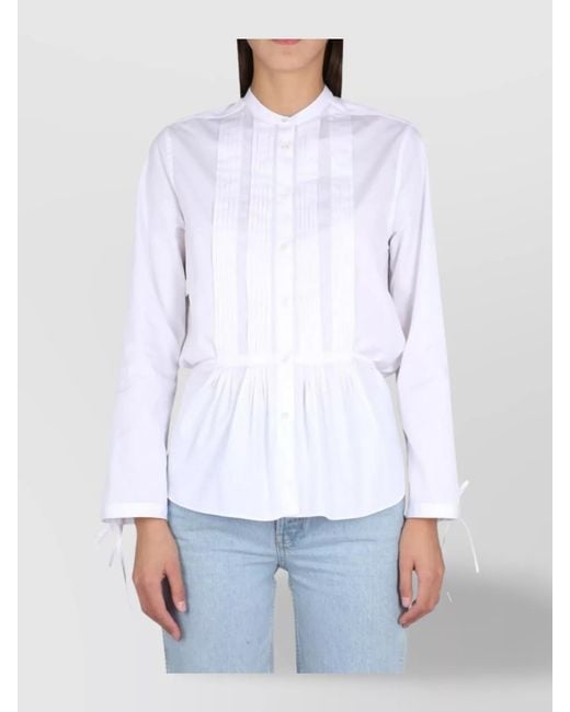 Aspesi White Cotton Mandarin Collar Shirt