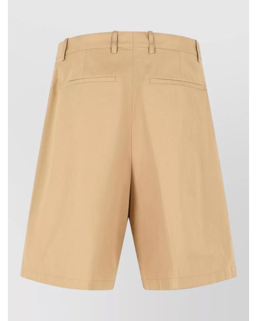 Jil Sander Natural Cotton Bermuda Shorts Pleats Belt Loops for men