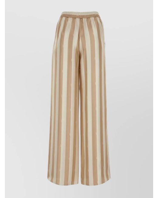 Fendi Natural Striped Silk Palazzo Trousers
