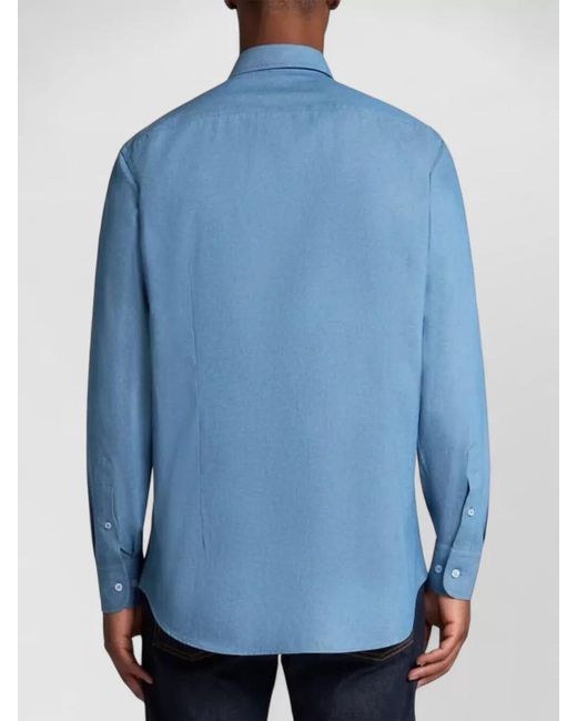 Etro Blue Cotton Classic Shirt for men