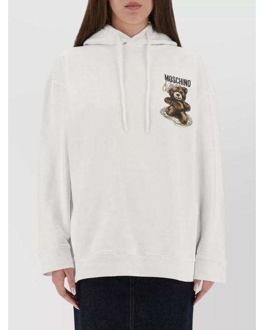 Moschino White Printed Cotton Regular-Fit Knitted Top