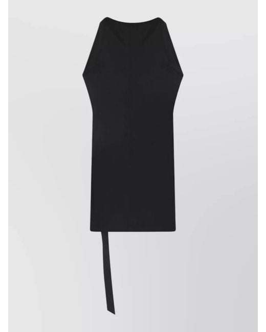 Rick Owens Black Sleeveless Relaxed Round Neck Plain Shirt for men