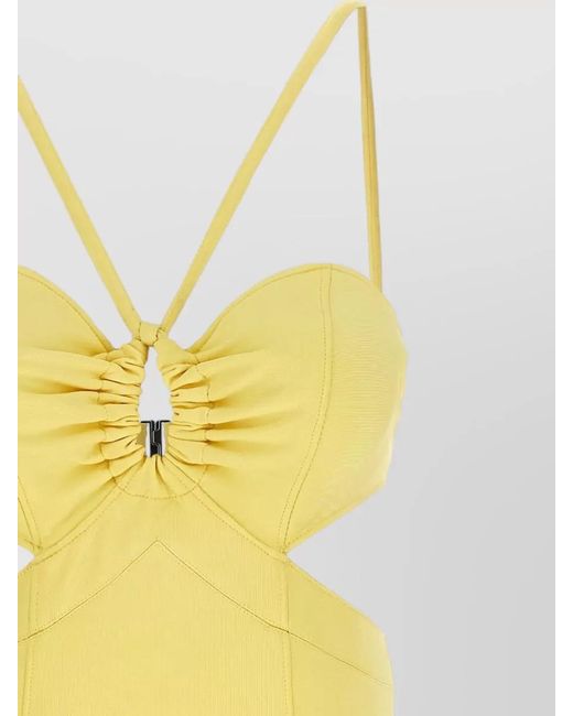 Rabanne Yellow Dress Cut Out Design Flared Hem