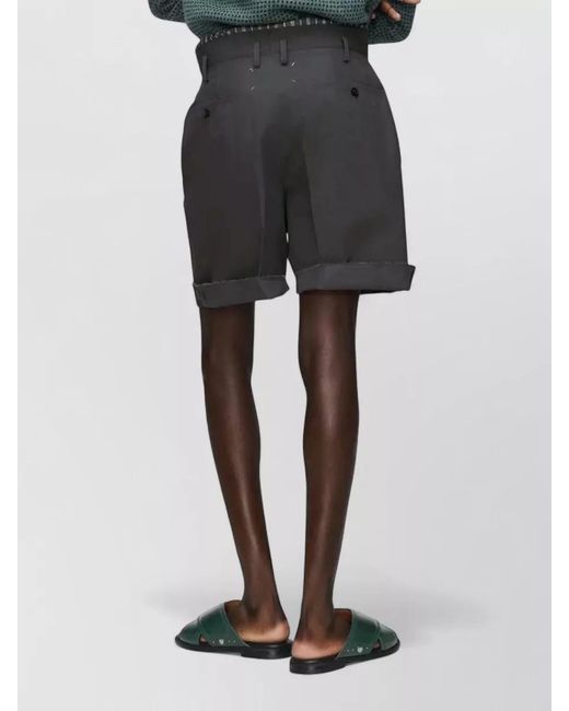 Maison Margiela Gray Pleated Bermuda Shorts Turn Up Hem for men