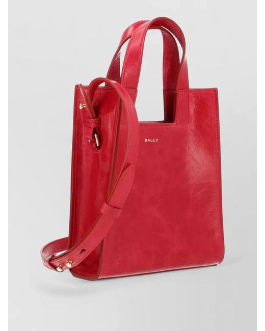 Bally Red Tote Bag Top Handles Adjustable Strap