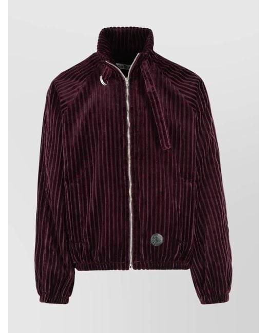 Acne Red Bomber Jacket With Elastic Cuffs And Front Pockets for men