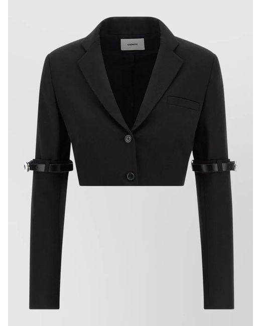 Coperni Black Cropped Blazer Jacket Long Sleeves Buckle Strap
