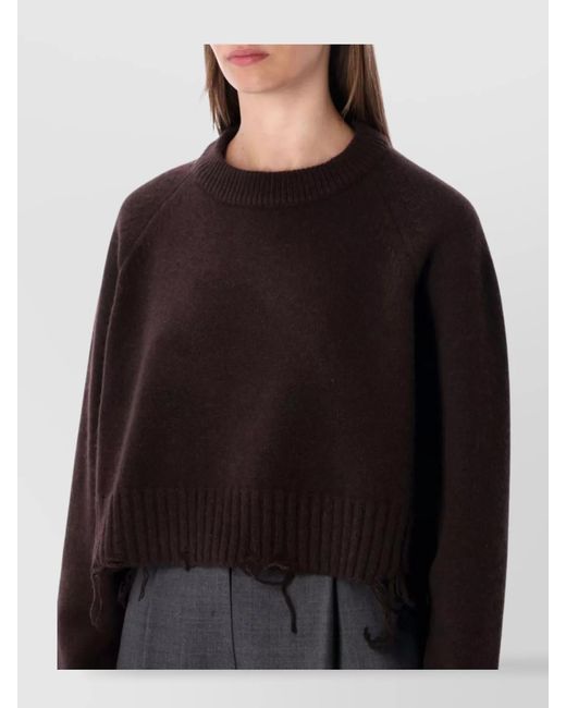 Low Classic Black Wool Cropped Distressed Jumper