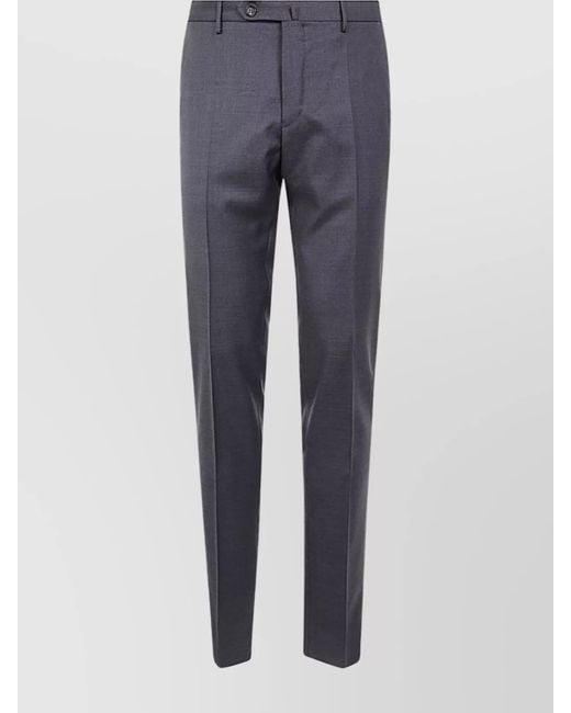 Incotex Blue Virgin Wool Tailored Trousers for men