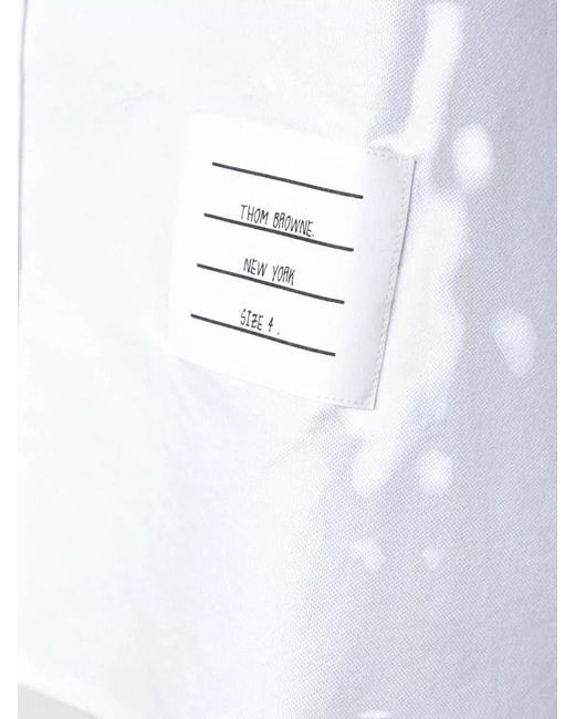Thom Browne White Cotton Oxford 4-Bar Stripe Shirt for men