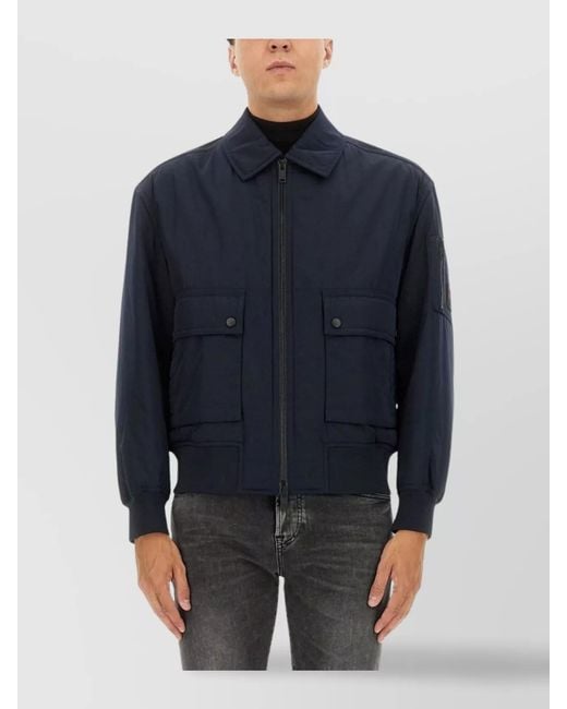 Boss Blue Bomber Jacket With Removable Lining for men