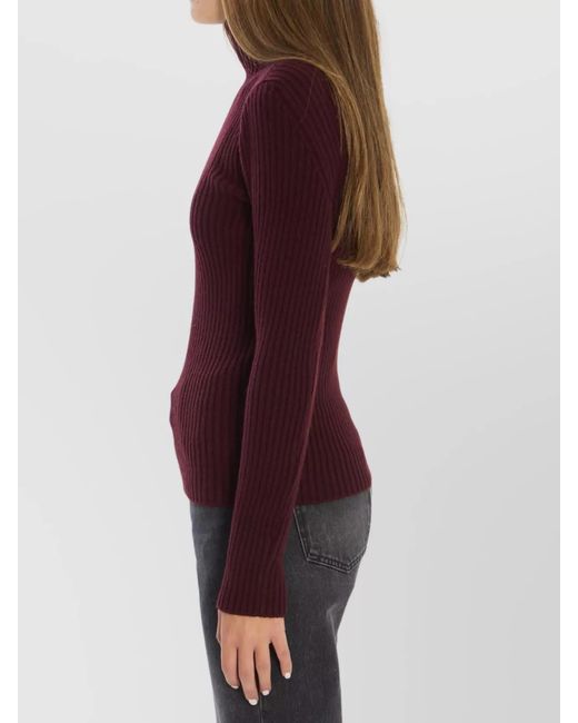 Max Mara Purple Cashmere Wool Ribbed Turtleneck Sweater