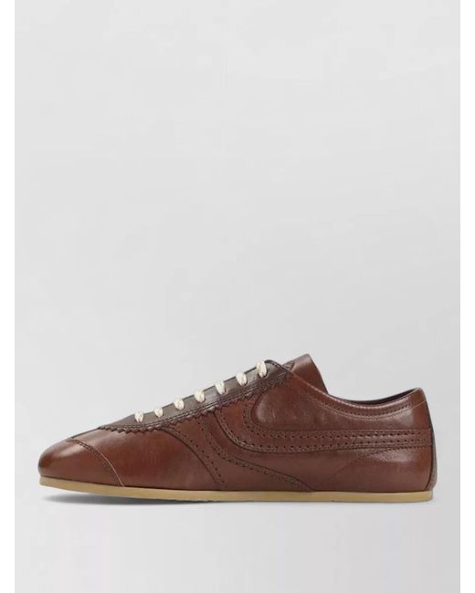 Dries Van Noten Brown Leather Low-Top Sneakers
