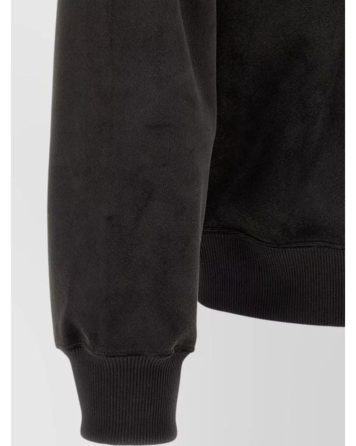 Y-3 Black Velvet Zip Hooded Sweatshirt Front Pockets for men