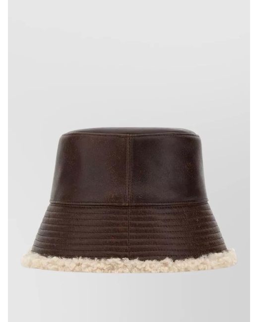 Stella McCartney Brown Synthetic Leather Bucket Hat
