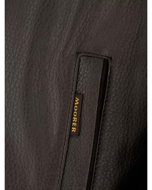 Moorer Black Sheepskin Down Jacket Straight Cut Flap Pockets for men