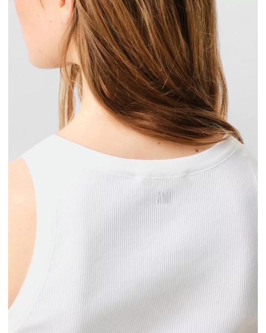 AMI White Ribbed Cotton Tank Top