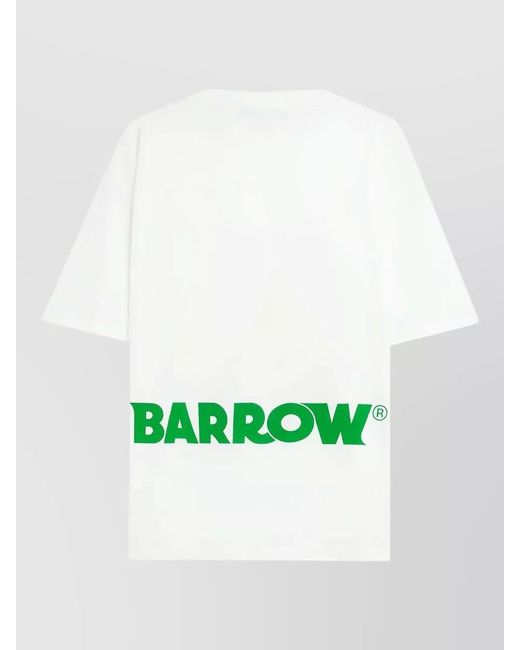 Barrow White Cotton Crew Neck T Shirt Graphic Print for men