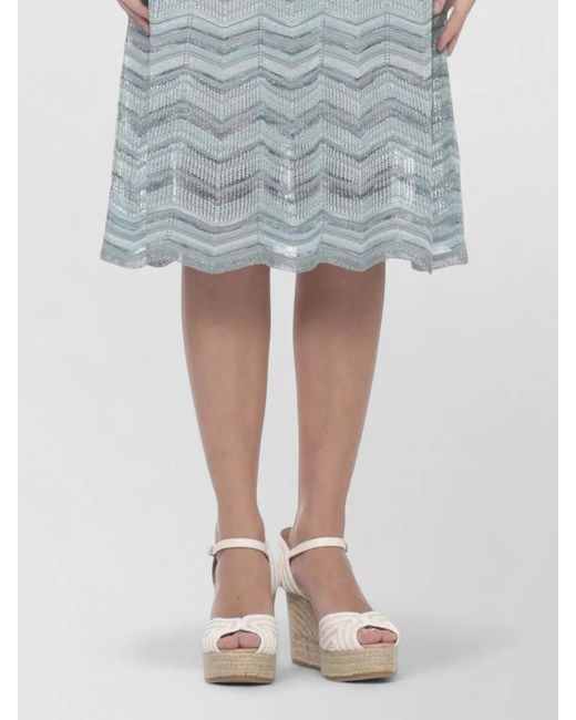 D.exterior Blue Knee Length Viscose Dress Geometric Pattern