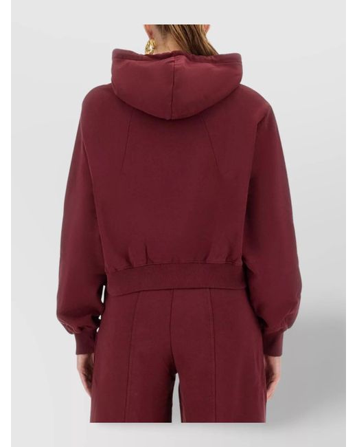 ROTATE BIRGER CHRISTENSEN Red Cropped Cotton Hoodie