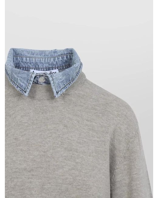 Acne Blue Wool Layered Long-Sleeve Sweater