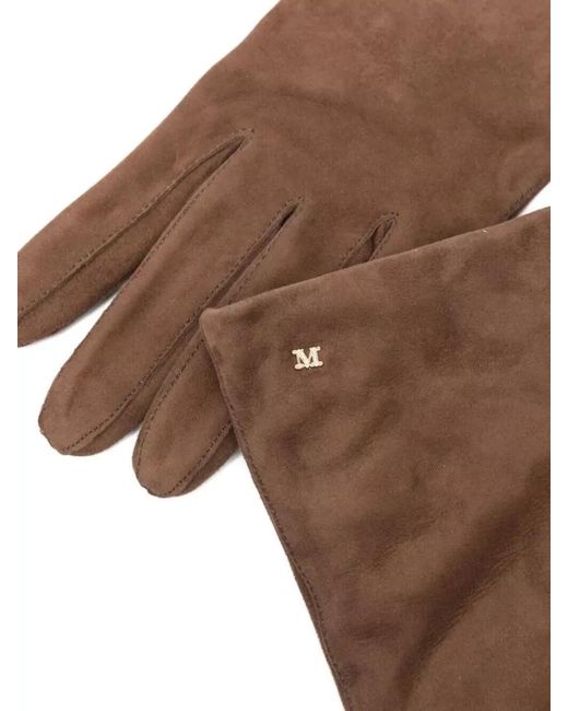 Max Mara Brown Afideesuedes Long Length Suede Finish Gloves