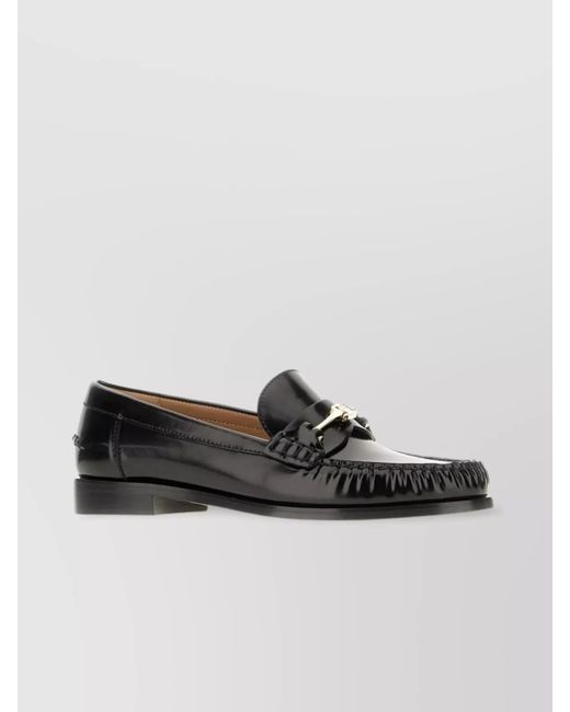 Ferragamo Black Leather Tapered-Toe Loafers