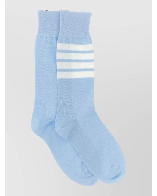 Thom Browne Blue Signature 4 Bar Striped Mid Calf Socks