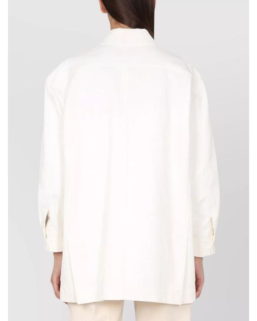 Max Mara White Cotton Fitted Jacket