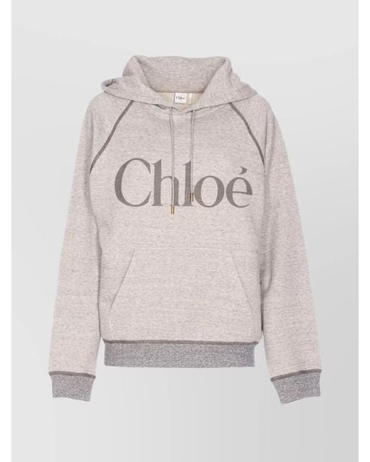 Chloé Gray Oversized Logo Hoodie