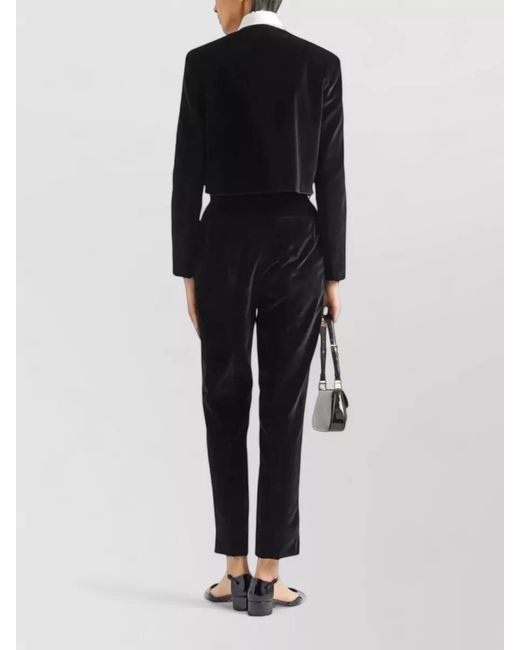 Prada Black Cropped Jacket And Tailored Velvet Trousers
