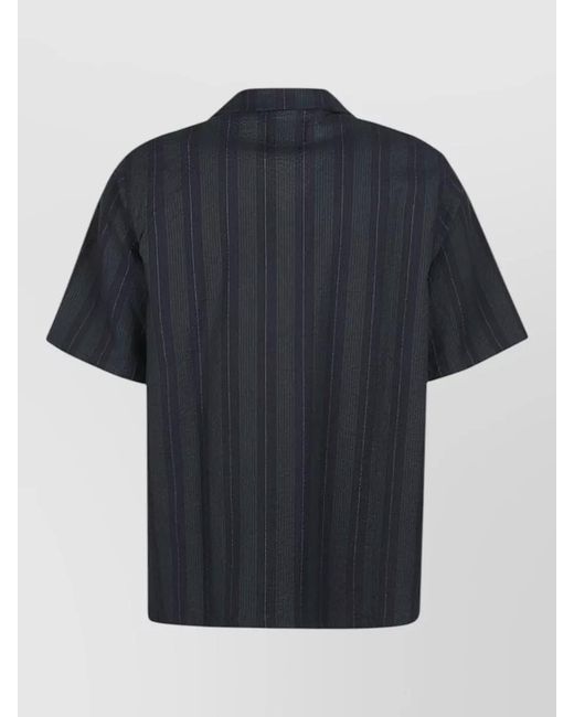 Howlin' By Morrison Black Cotton Shirt Short Sleeves Striped Design for men