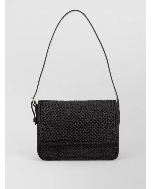 Manebí Black Shoulder Bag Adjustable Strap Woven Texture