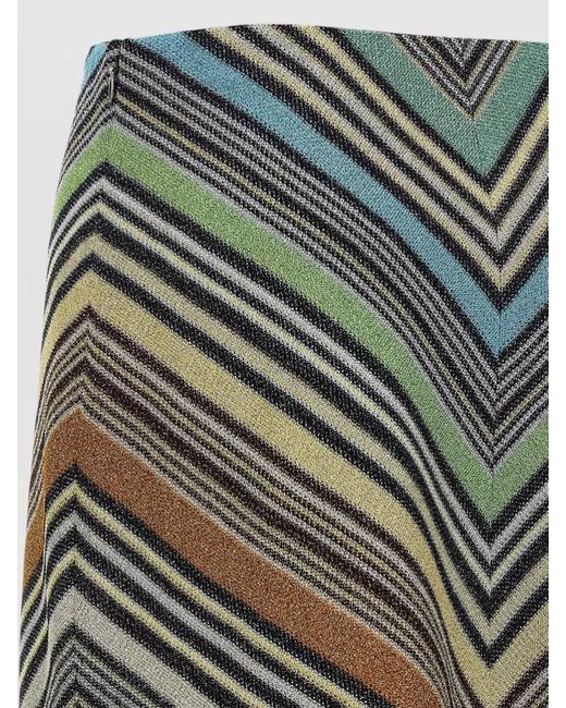 Missoni Gray Chevron Pattern Textured Fabric Midi Skirt
