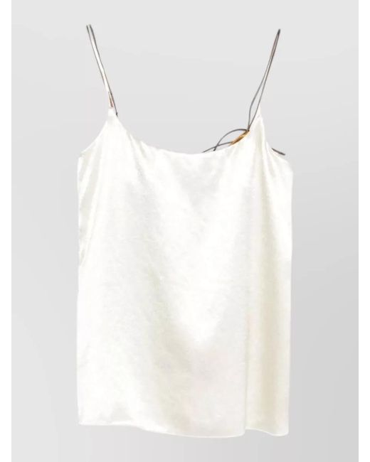 Alysi White Satin Camisole Top Relaxed Fit Straps