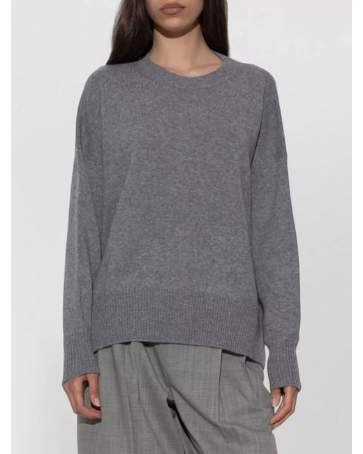 Jil Sander Gray Cashmere Knit Sweater Crew Neck Design