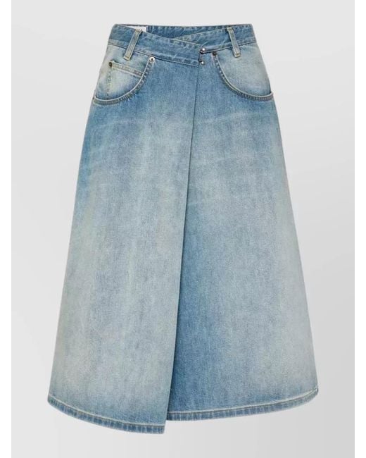 Maison Margiela Blue High Waist Wrap Denim Midi Skirt