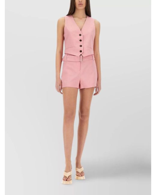 MSGM Pink High Waist Shorts Belt Loops