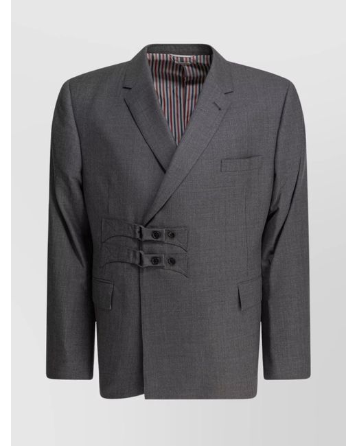 Thom Browne Gray Tailored Jackets With Double-Breasted Button Detailing for men