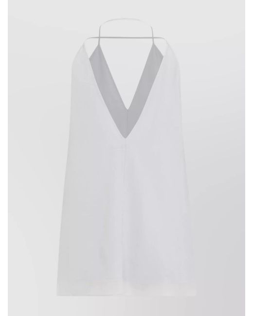 Totême White Silk Double-Halter Backless Top