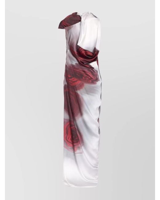 Jean Paul Gaultier White Asymmetrical Maxi Dress Floral Print