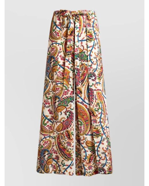 Etro White Paisley Silk Blend Belted Maxi Dress