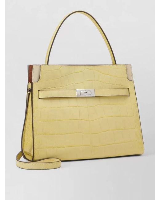 Tory Burch Metallic Lee Radziwill Crocodile Embossed Shoulder Bag