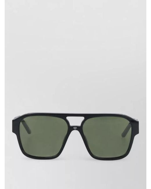 Facehide Green Sunglasses Dark Lenses Rectangular Frame Thick Temples
